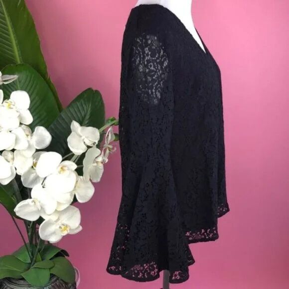 Catherine Malandrino Flare Sleeve Black Lace Top NWT - Picture 8 of 10